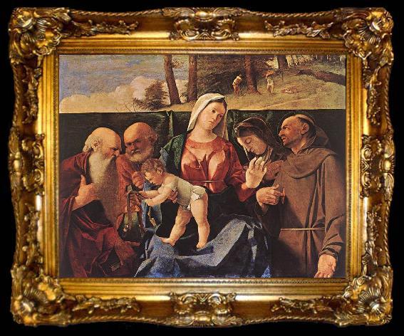 framed  Lorenzo Lotto Madonna and Child with Saints, ta009-2
